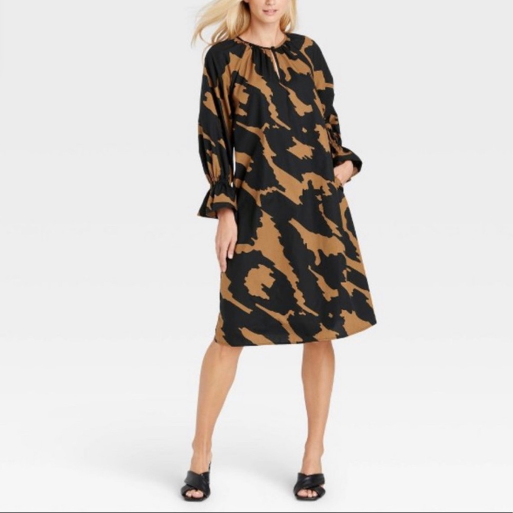Who What Wear Balloon Sleeve Oversized Pattern Shift Dress
